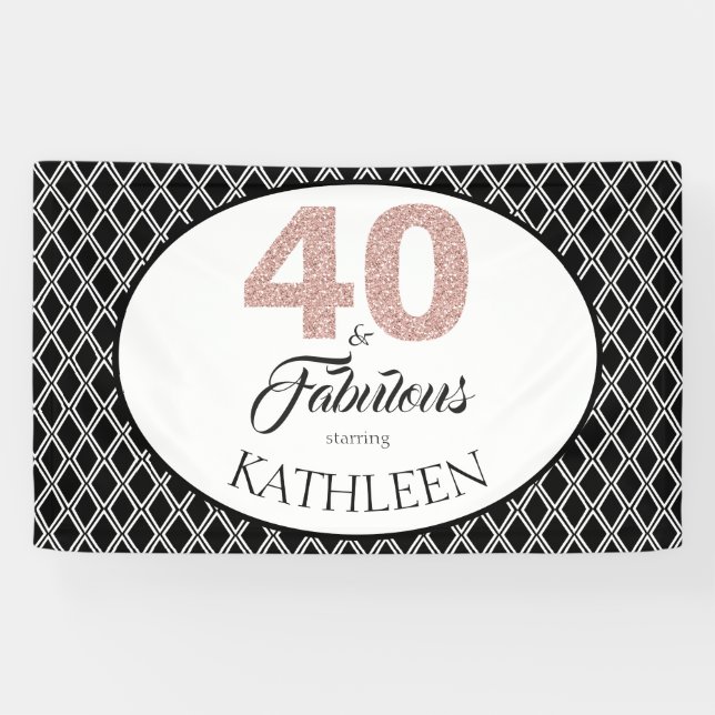 Lona 40 y Fabuloso Personalizado 40 cumpleaños (Horizontal)