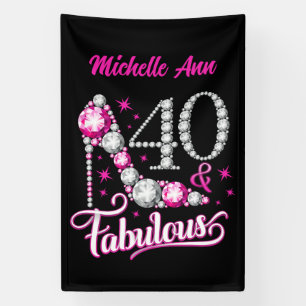 Lona 40 y Fabulous, 40th Birthday, cualquier nombre, ed