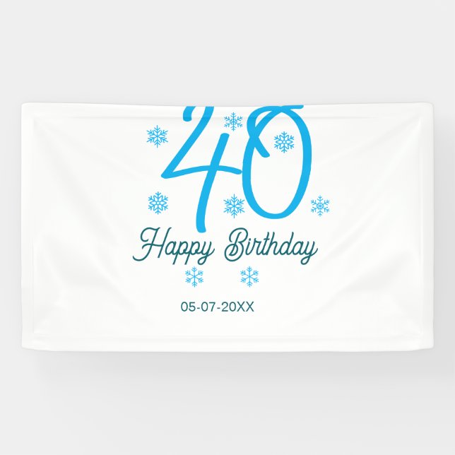 Lona 40th birthday add name date year blue template (Horizontal)