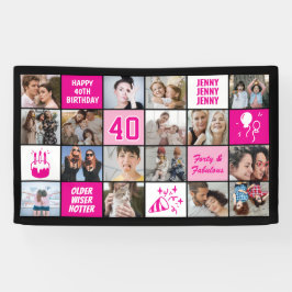 Lona 40th Birthday Photo Collage Custom Pink Black