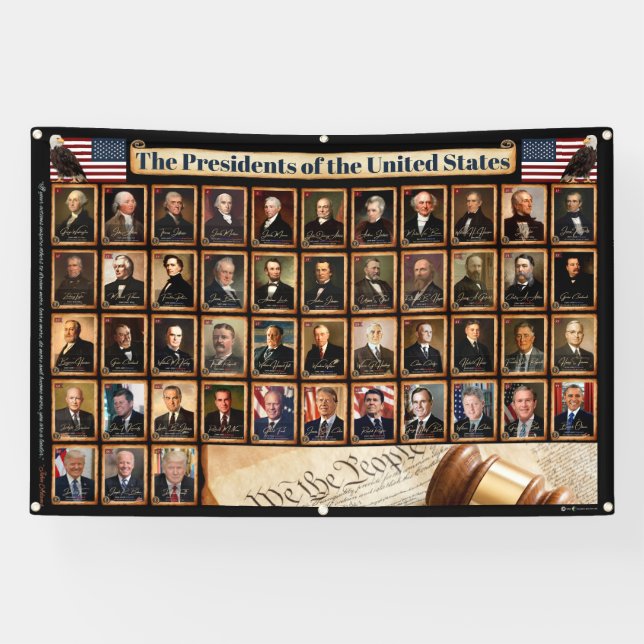 Lona 47 presidentes estadounidenses con cartel al aire  (Horizontal)