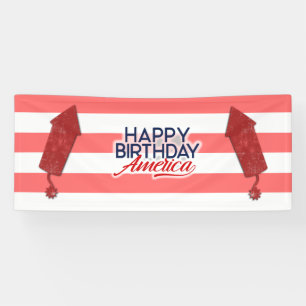 Lona 4 de julio bandera de América del feliz cumpleaños