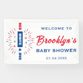 Lona 4 De Julio Blanco Rojo Y Debida Bienvenida A Baby 