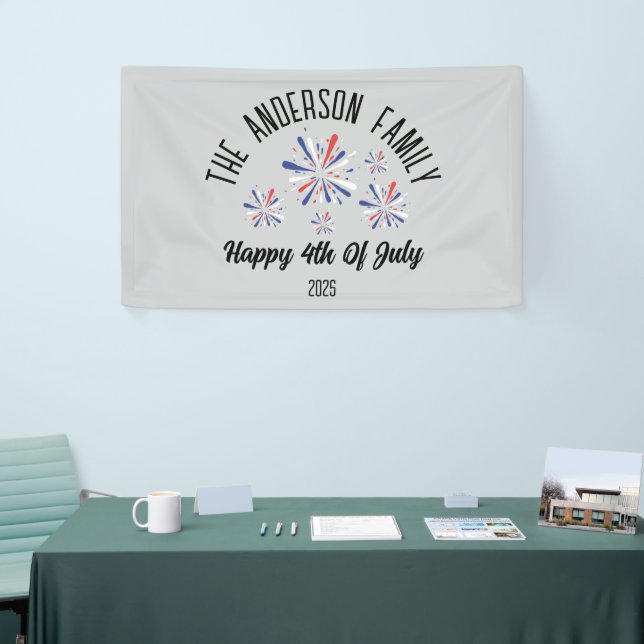 Lona 4 de julio Día de la Independencia Nombre personal (Feria)