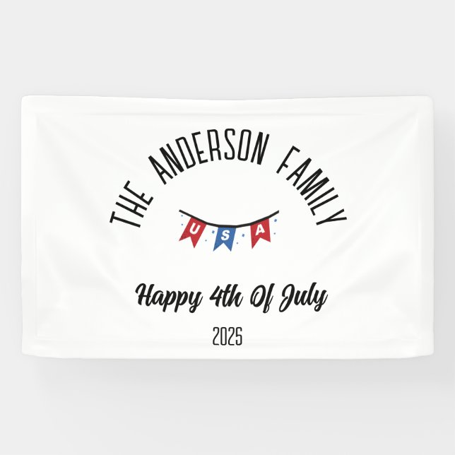 Lona 4 de julio Día de la Independencia Nombre personal (Horizontal)