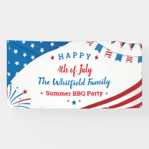 Lona 4 de julio Familia Verano BBQ Fiesta Azul Blanco R