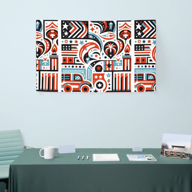 Lona 4 de julio Patrón Generativo (Feria)