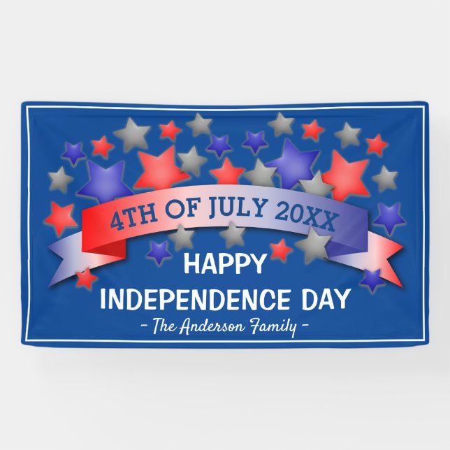 Lona 4 de julio personalizado | Feliz Día de la Indepen (Horizontal)