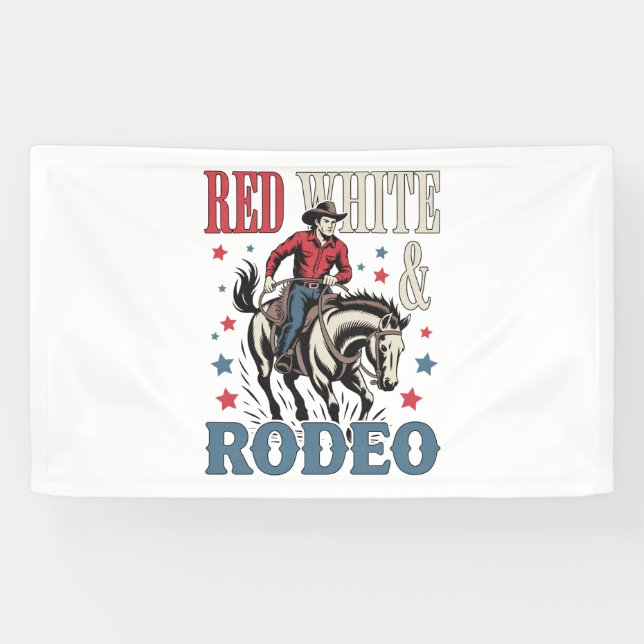 Lona 4 de julio Rodeo Cowboy (Horizontal)