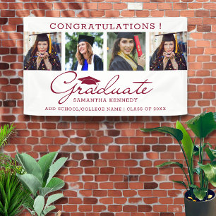 Lona 4 Foto Borgoña Felicitaciones Graduación 2026