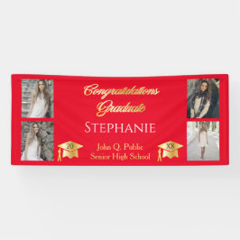 Lona 4 Foto Red Gold Congrats Graduate Name School