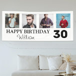 Lona 4x Photo Collage Happy Birthday<br><div class="desc">Planning a party for the guy in your life, looking for a modern, stylish banner to decorate the venue. Then this masculine, Happy Birthday banner, with their age and featuring 4 photos is the perfect buy! Easily personalized by adding your 4 favorite photos, and the text. If your feeling creative...</div>