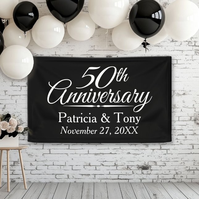 Lona 50.º aniversario Boda personalizado (Custom Anniversary Banner)