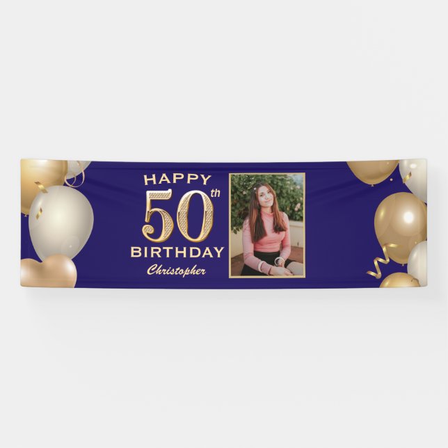 Lona 50.º Balón azul y oro de la Marina de los Nacimien (Horizontal)
