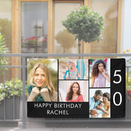 Lona 50.º Collage de fotos de cumpleaños 5 imágenes bla