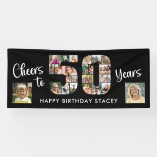 Lona 50.º Cumpleaños 50 Collages de fotos Saludos