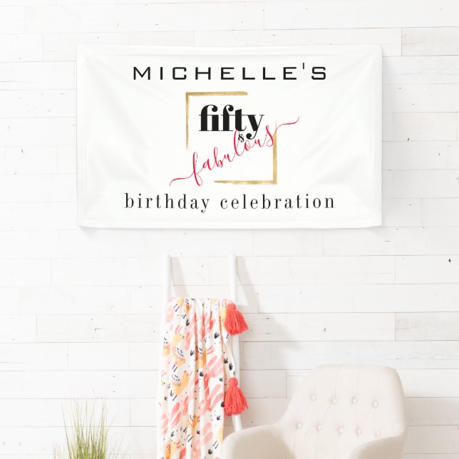 Lona 50.º cumpleaños 50 y magnífico elegante oro negro (In situ)