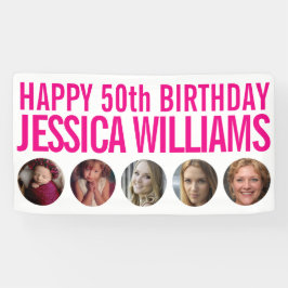 Lona 50.º cumpleaños 5 círculos fotográficos de color r