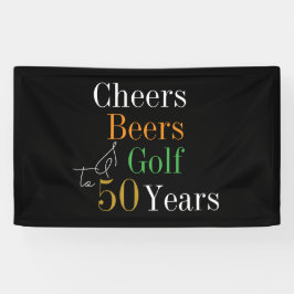 Lona 50.º cumpleaños Cheers Beers Golf Black Gold Fiest