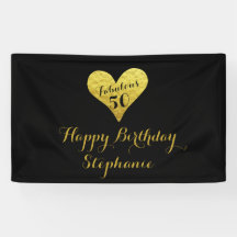 50.º cumpleaños fabuloso 50 negro | Faux Gold Hear