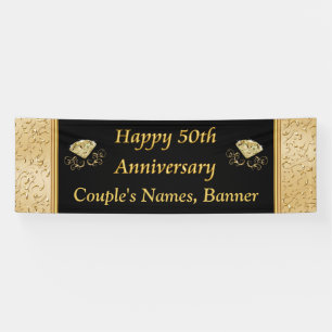 Lona 50.a bandera personalizada del aniversario, negro,