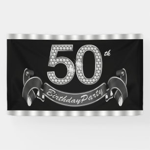 Lona 50.a fiesta de cumpleaños de la plata negra