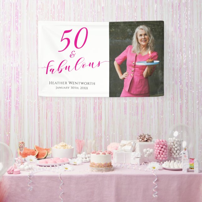 Lona 50 and Fabulous Fiftieth Birthday Hot Pink Photo (Fiesta)