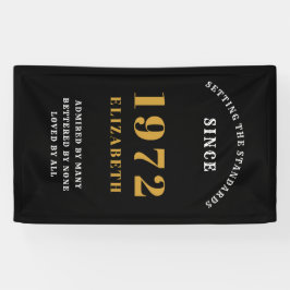 Lona 50 cumpleaños 1972 Moda elegante negro de oro