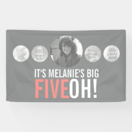 Lona 50° cumpleaños 5 fotos personalizados banner de co