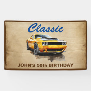 Lona 50 Cumpleaños Clásico Muscle Car