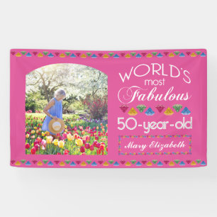 Lona 50 cumpleaños Las gemas más fabulosas rosan tu f