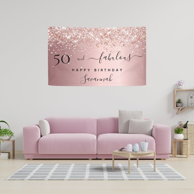 Lona 50 Fabuloso cumpleaños rosa rosa rubor (Subido por el creador)