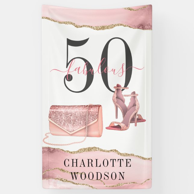 Lona 50 Fabuloso Rosa Purpurina de oro Agate Zapatos de (Vertical)