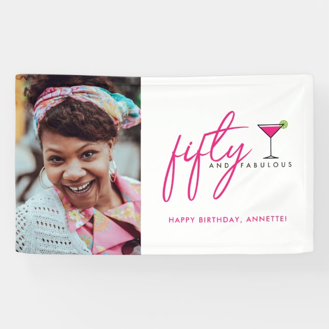 Lona 50 y fabulosa fiesta de cumpleaños de fotos (Horizontal)