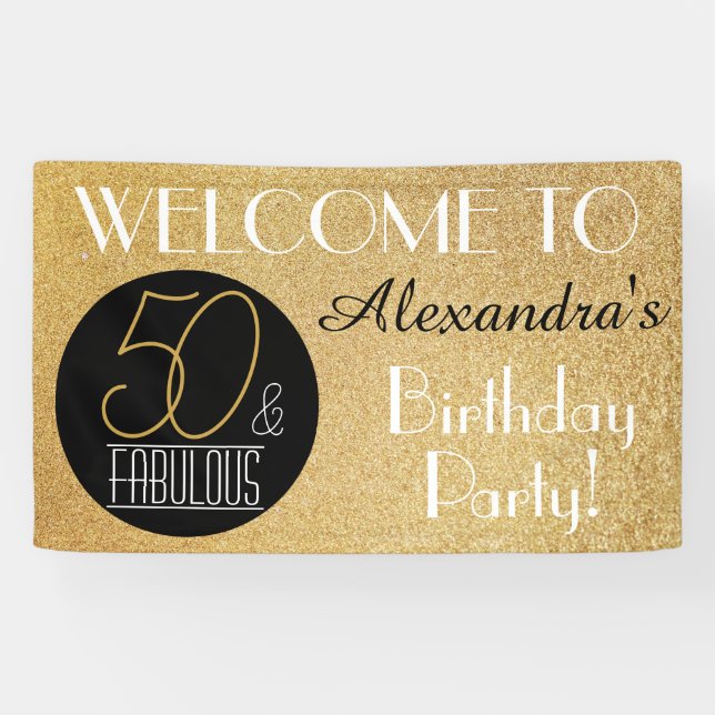 Lona 50 y fabulosa fiesta de cumpleaños personalizada d (Horizontal)