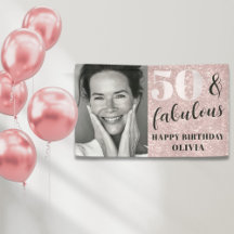 50 y fabulosa Moda Purpurina rosado y cumpleaños f