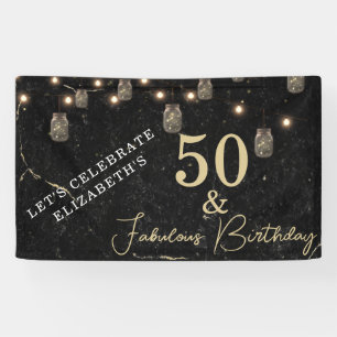 Lona 50 y fabulosas luces de oro de mármol negro Mason 