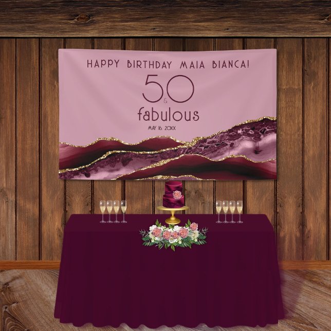 Lona 50 y fabuloso cumpleaños 50 del Rosa Borgoña (Subido por el creador)