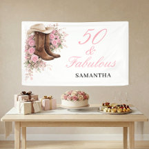 50 y Fabuloso Cumpleaños 50 Floral Occidental Rosa