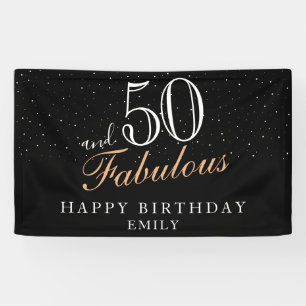 Lona 50 y fabuloso cumpleaños negro moderno 50