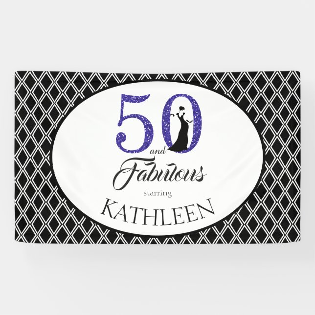 Lona 50 y Fabuloso Personalizado 50 cumpleaños (Horizontal)