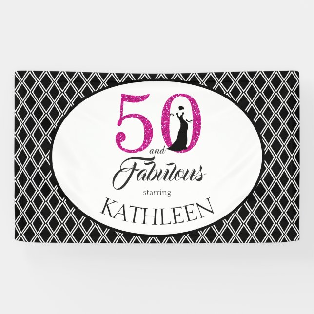 Lona 50 y Fabuloso Personalizado 50 cumpleaños (Horizontal)