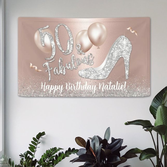 Lona 50 y fabuloso Rosa moderno Oro 50 cumpleaños (Subido por el creador)