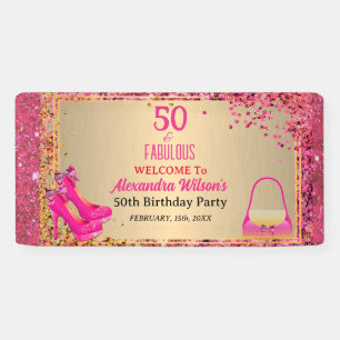 Lona 50 y fabulosos tacones altos dorados rosa caliente