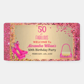 Lona 50 y fabulosos tacones altos dorados rosa caliente