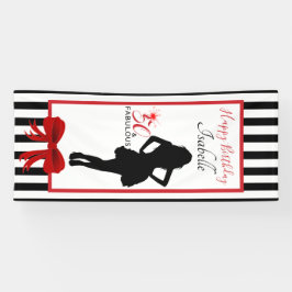 Lona 50 y FABULOUS 50 años franjas negras/blancas