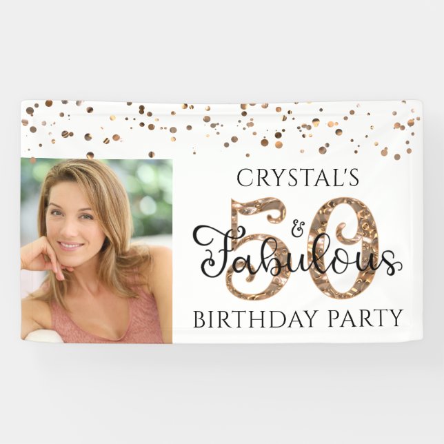 Lona 50 Y FABULOUS Copper Gold Confetti Foto (Horizontal)