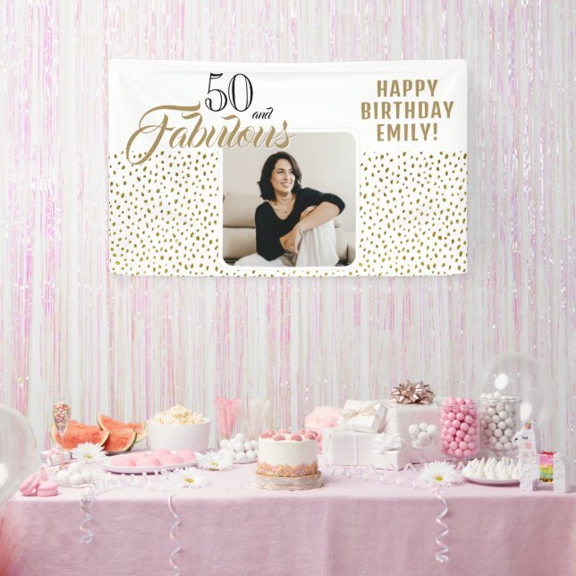 Lona 50 y Fabulous Gold Purpurina Photo 50th Birthday (Fiesta)