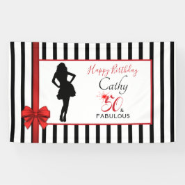 Lona 50 y FABULOUS Personalizable de cumpleaños con fra