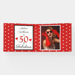 Lona 50 y nombre fabuloso Foto Red 50th Birthday 2.5x6